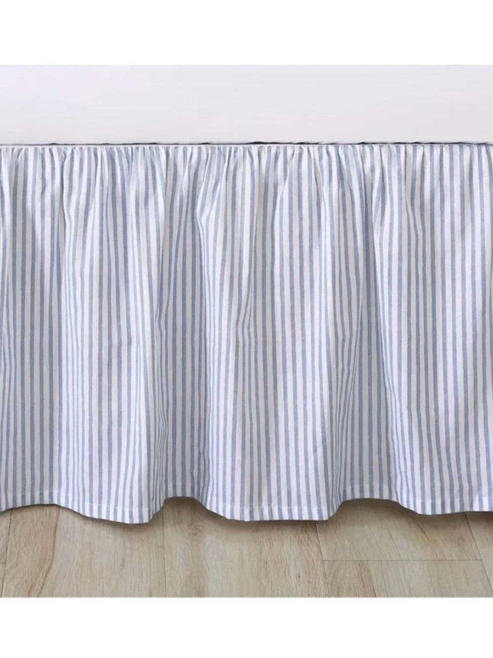 Laura Ashley FULL Bedskirt Blue Ruffled Pin Stripe ~ Charming - Picture 2 of 6